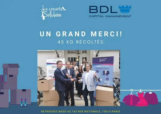 BDL S'engage soutient l'association La Cravate Solidaire